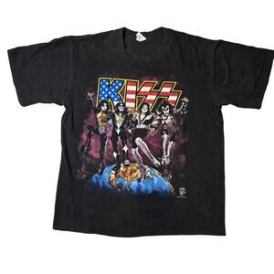Vintage 1996 KISS World Tour Concert Shirt Authentic sz XL Black